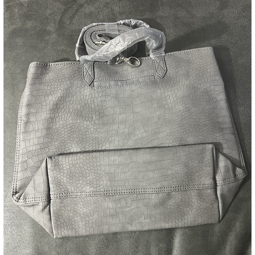 Thirty-One Gray Crocodile Embossed Tote‎ bag with Detachable Strap